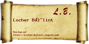 Locher Bálint névjegykártya